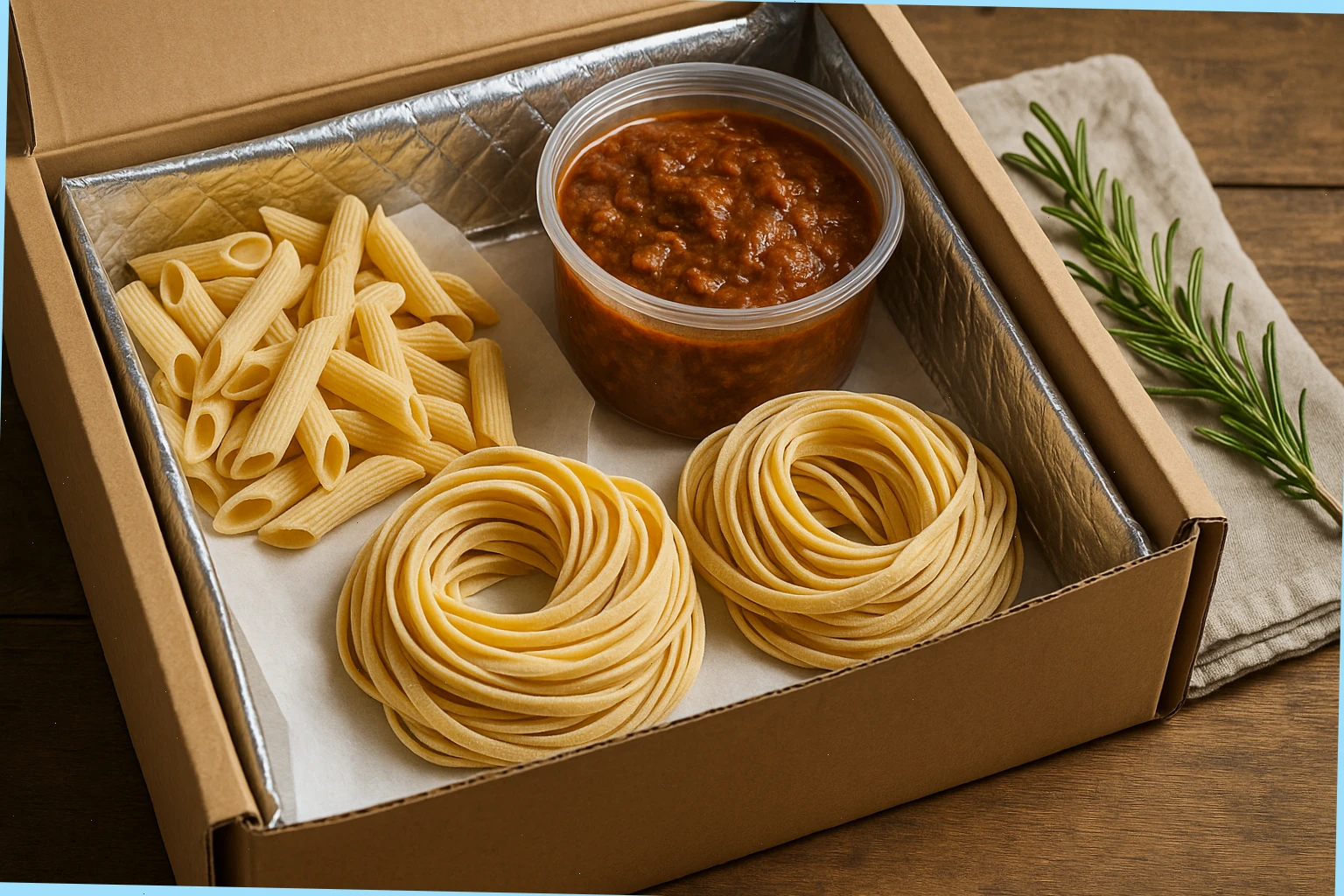 Chef selection box: bronze-cut pasta and slow-cooked sauce